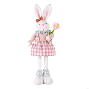 0XXA Easter Rabbit Figures Adjustable Legged Easter Rabbit Figurine Home Ornament