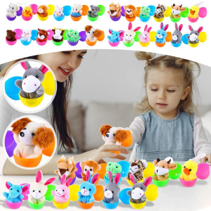 24Pcs Filled Easter Eggs Basket Stuffers With Stuffed Bunny Dolls Boys And Girls Easter Gifts Party Stuffed Dolls