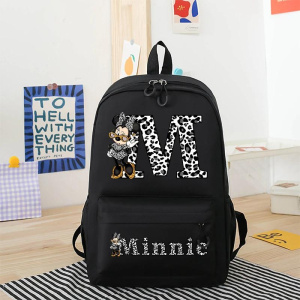 Minnie Mouse Disney Girls Boys Cartoon Backpack Anime Knapsack Breathable Student Schoolbag Wear Resistant Canvas Bag Kids Gifts