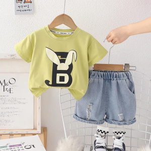 Baby Boy Clothes Korean Fashion Kids Boys Casual Cartoon Short Sleeve T-shirts Tops and Shorts Two Piece Outfit Set