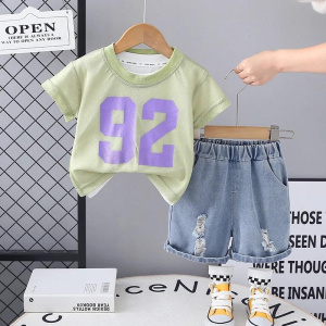 Kids Boutique Outfits Korean Fashion Clothes for Baby Casual O-neck Short Sleeve T-shirts and Shorts Boys Suit Set