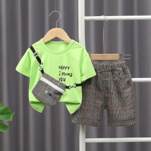 2PCS Baby Boy Clothes Korean Fashion Letter Printed Pullover Short Sleeve T-shirts and Shorts Boys Outfits Kids Set