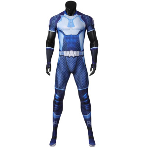 The Boys A Train Cosplay Costume Suit Carnival Halloween Superhero Adult Men Reggie Franklin Jumpsuit Blue Spandex Bodysuit