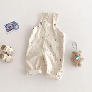 New Overalls Korean Version Rainbow Multicolor Polka Dot Pants Girls Boys Romper Casual Jumpsuit H2514