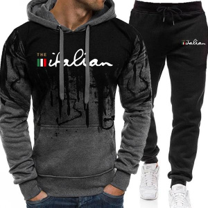 Italy Fashion Men's Hoodies Sweatpants 2pcs Set High Quality Daily Casual Sports Jogging Suits Gym Fitness Hooded Outfits