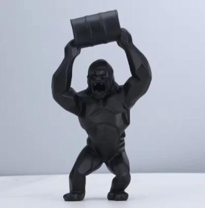 YuryFvna 20/27cm Creative Resin Sculpture Gorilla Decoration Lift The Bucket Gorilla Figurine Statue Living Room Cabinet Decor