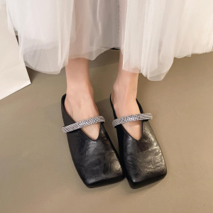 Women Mules Shoes Flats Slippers New Casual Square Toe Sandals Fashion Slingback Woman Flip Flops Zapatillas Mujer