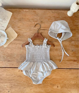 New Baby Girl Split Swimsuit Infant Solid Bikini Set Toddler Girl Swimsuit + Pants + Hat 3pcs Suit Infant Clothes