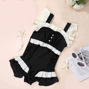New Girls Swimwear Thin Swimming Costume Baby Sweet Cute One-Piece Swimsuit Kids Casual Sleeveless Bikini 3-8 Years Old