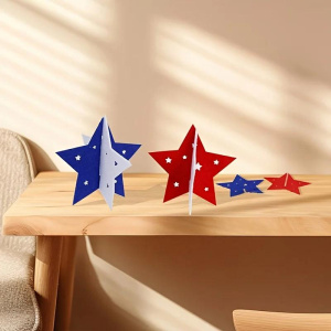 3Pcs/Set 4.72x4.53in Independence Day Hanging Stars, 4th of July Patriotic Nonwoven Star Ornaments, Independence Day Decoration