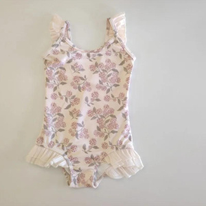 Toddler Girl Jumpsuit Swimwear New Floral Sweet Princess Swimsuit Baby Ruffle Sleeveless Triangle Bathing Suit H6342