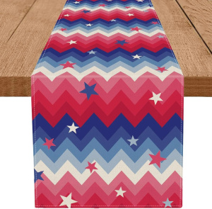 4th of July Table Runner Star Rainbow Independence Day Patriotic Memorial Day Kitchen Dining Table Decor for Home Party Decor