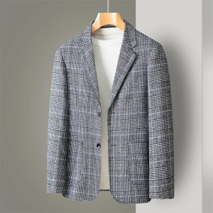 Thin Suit Men's Casual Business Striped Suit Men's Youth Fashion Ironing Top Retro Plaid Tops