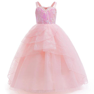 Girls Glinda Cosplay Pink Witch Dress for Girls Wicked Costume Kids Birthday Party Gown Halloween Performance Evening Dress