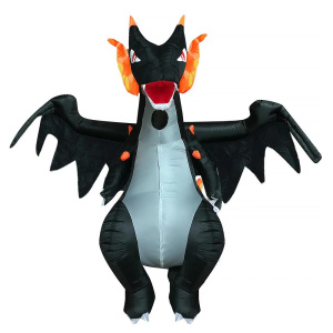 Black Flame Dragon Adult Inflatable Costume - Halloween/Party/Cosplay Prop Costume Lightweight and Breathable