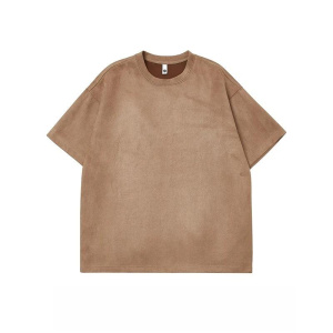 Men's Suede Short Sleeve Heavyweight Men and Women Vintage Anti-wrinkle T-shirts Oversize Harajuku Streetwear Tops