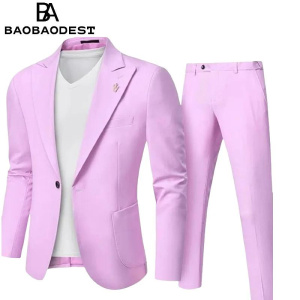 Men's Linen 2-Piece Jacket+Pants Suit Slim Fit Blazer & Pants for Wedding /Beach / Business  Set for Groom & Formal Events