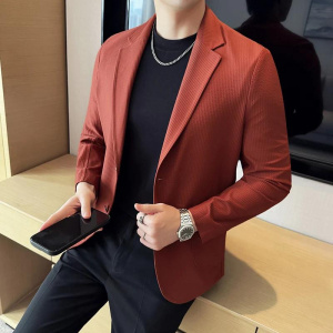 Lightweight Sunscreen Suit Jacket for Men Ice Silk Cool Business Casual Blazers Trendy Traceless Wedding Banquet Jacket