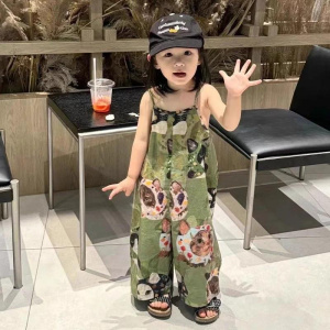 Children's Fashionable Jumpsuit Korean Loose Suspenders Baby Girl's Pants Sling One-piece Skirt