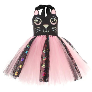Black Cat Costume for Girls Halloween Carnival Party Tutu Dress Up Animal Kitten Cosplay Costumes for Kids Toddler Fancy Dresses
