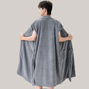 Men's Bath Robe Skirt Bathrobe Mens Kimono Quick-drying Bath Towel Coral Robe Soft New Bath Absorbent Bathrobe