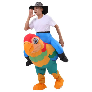 Inflatable Parrot Ride on Costume Adult Animal Character Cosplay Halloween Outdoor Game Mascot Party Set