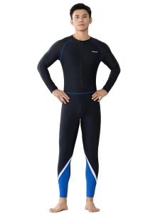 Plus Size Long Sleeve One Piece Rash Guard Men Front Zipper Swimwear Swimming Suit Snorkeling Swimsuit Beachwear