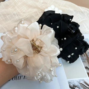 Women's Hair Claw Korean Style Exquisite Pearl Hairpin Hair Accessories Sweet Bow Back Head Flower Grab Fashion Nice Hair Claw