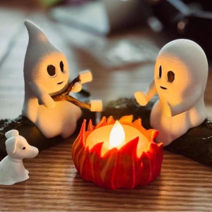 Ghost Campfire Flickering Halloween Night Light 3d Led Small Campfire Light For Indoor Halloween Decorations