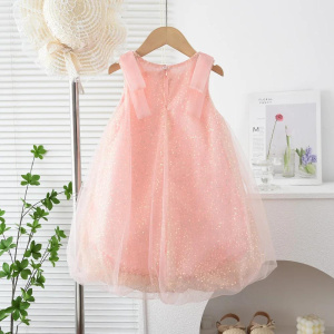 2-7 Years Girls Cute Clothes Sleeveless O-Neck Sweet Princess Dress 1 Pc Children Fashion Party Wear