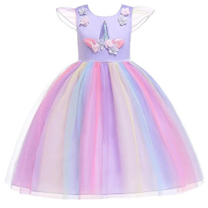 Baby Girls Unicorn Tutu Dress Pastel Rainbow Princess Girls Birthday Party Dress Children Kids Halloween Unicorn Perform Costume
