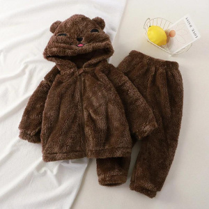Cute Baby Boy Girl Little Rabbit Panda Pajama Sets Toddler Hooded Homewear Clothes Suit Kids Zipper Warm Nightgown