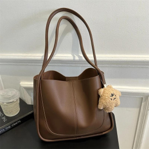 Large Capaci Buet Bag Women's Retro Versatile Single shoulder Tote Bag Commuter Bag Soft PU Leather Magnetic Blue Closure