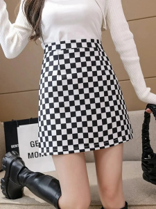 Slimming Plaid Mini Skirt for Women High Waist A- Line Flared Skirts Fashionable Wear plus Size Girls Short Skirts