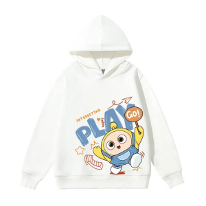 Cartoon Egg Boy Party Printed Children's Sweatshirt Hooded Plus Velvet Autumn and Winter Boys Girls New Long Sleeve Pullover Top
