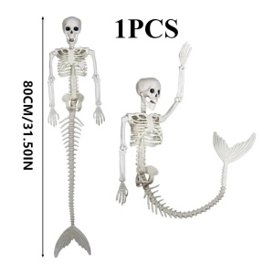 1PCS Skeleton Mermaid Skeleton Portable Plastic Decoration Fish Skeleton Statue  Halloween Fish Skeleton Haunted House