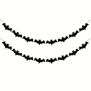 2pcs 3M Halloween Paper Banner Horror Bat  Flag Garland Bunting For Halloween Home Party Hanging Props Decorations