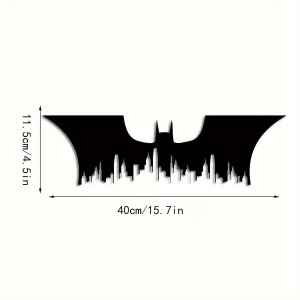 Modern Bat Silhouette Metal Wall Art, 15.7" x 4.5" - Superhero City Theme Decor for Living Room & Bedroom, Perfect for Halloween