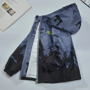 Children Clothing Boys Hooded Windbreaker New Teen Letter Embroidery Gradient Zipper Jacket Top Kid Coat