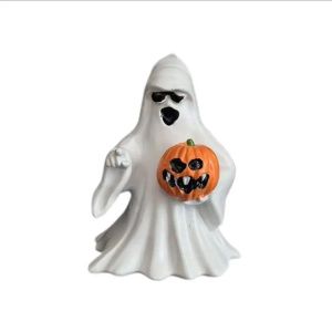 1 Piece Suitable for Halloween Funny Ghost Statue Ornaments, Holding Pumpkins, Resin Craft Desktop Decoration Props