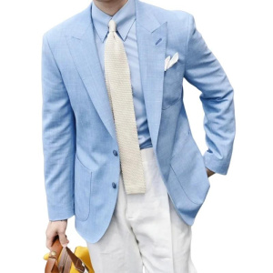 Linen Casual Breathable Small Suit Men's Lightweight Breathable Half-Lining Slim Suit Jacket Retro Italian Trend