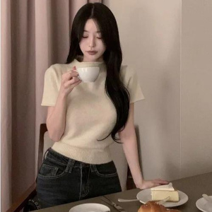 High Knitted Sweater Women's Slim Fit Base Layer Fashionable Korean Style Commute Wind
