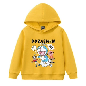 Fall and winter fashion casual children's warm long-sleeved top Doraemon cartoon printing boys and girls comfortable soft hoodie