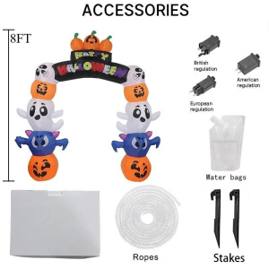 7.8FT Halloween Holiday Lighting Stacked Pumpkin Arch Party Decoration Outdoor Model with LED Lights Yard Garden Lawn Decors