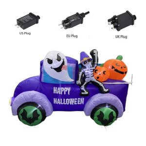 8FT Halloween Holiday Lighting Inflatable Toys Decorations Ghost Driving Truck Car Skeleton Pumpkin Built-in LEDs Party Decor