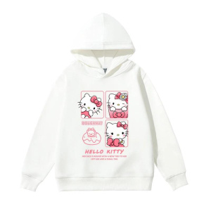 Sanrio Hello Kitty Cute Printed Girls' Casual Long-sleeved Hoodie, Children's Daily Wear Fashionable Hoodie