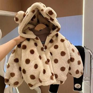 Baby Girls Jackets Children Warm Faux Fur Coats Kids Fluffy Hooded Outwear New Toddler Plush Casual Clothing 2-8 Years