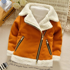 Children's Fleece-lined Jackets Kids Turn-down Cotton Coats Boys Plush Velvet Clothing Toddler Fashion Padded Outerwear