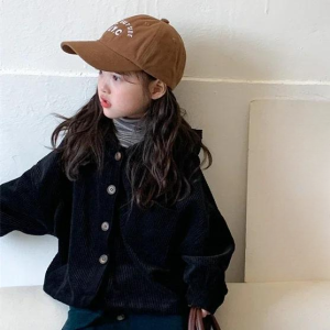 Children Clothing Kids Girls Corduroy Jacket with Hood Casual Korean Fashion Baby Boys Coat