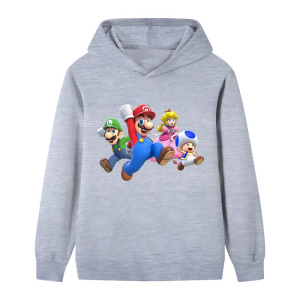 Boys Super Mario Fun Print Hooded Sweatshirt Girls Casual Fashion Pullover Hoodie Kids Comfortable Soft Hoodie